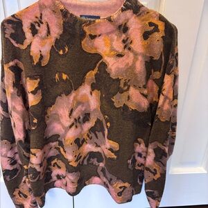 Democracy Knit Top with Pink and Brown Floral Design